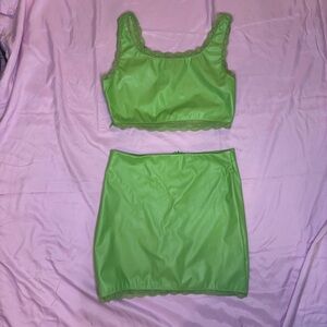 SHEIN Lime Green Lace Skirt Set